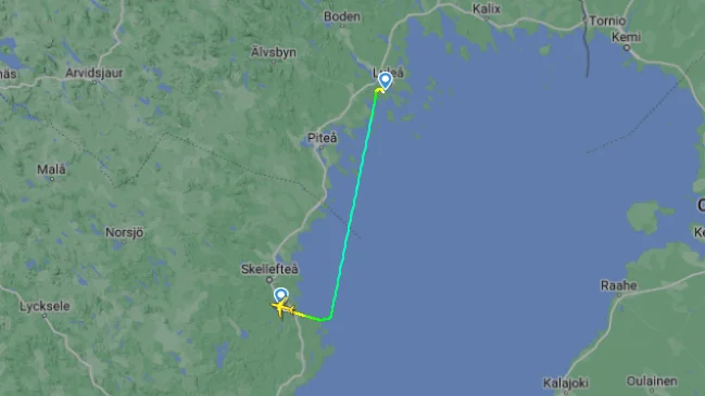 Flygningen mellan Luleå och Skellefteå tog cirka 20 minuter. Passagerarna fick inte följa med på planet.