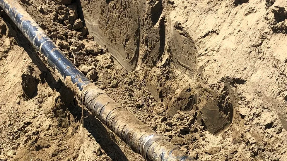 En bit av den pipeline som brustit i Wyoming. Arkivbild.