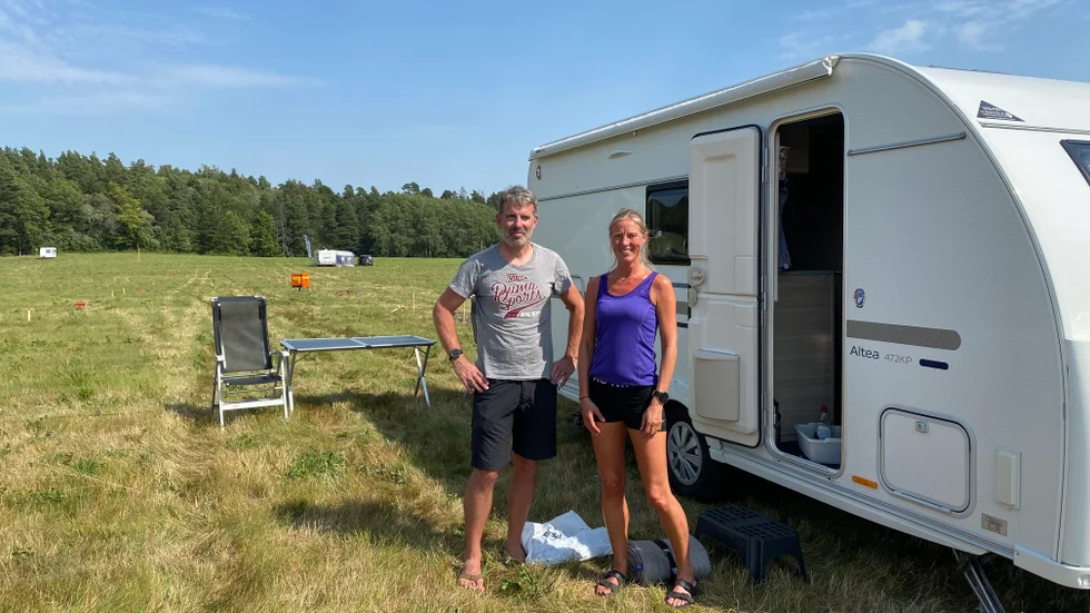 Magnus och Carina Rydlund har åkt upp från Hässleholm för O-ringen.