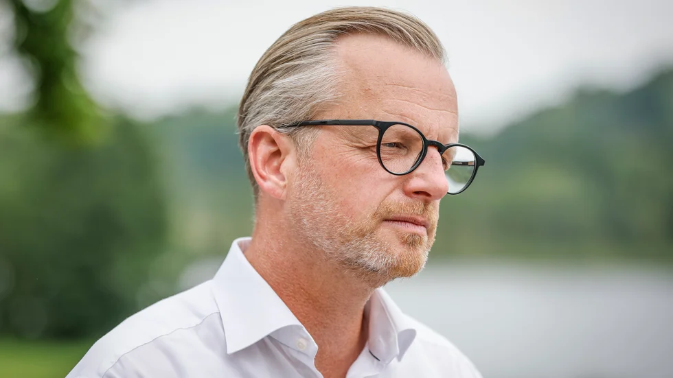 Finansminister Mikael Damberg efter en pressträff där han redogjorde för det ekonomiska läget och förutsättningarna för 2023 års budget på Harpsund.