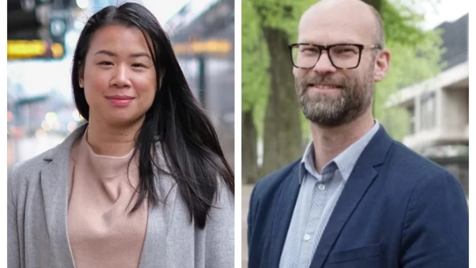 Julie Tran och Christian Widlund är toppkandidater för Centerpartiet i regionvalet i Östergötland respektive kommunvalet i Norrköping.