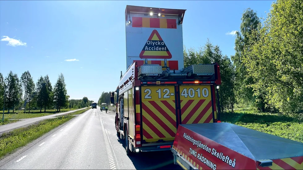 Fire trucks and an ambulance were called to the scene of the accident.
