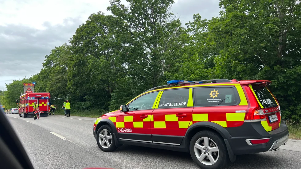 Räddningstjänsten larmades ut på en trafikolycka på fredgen.