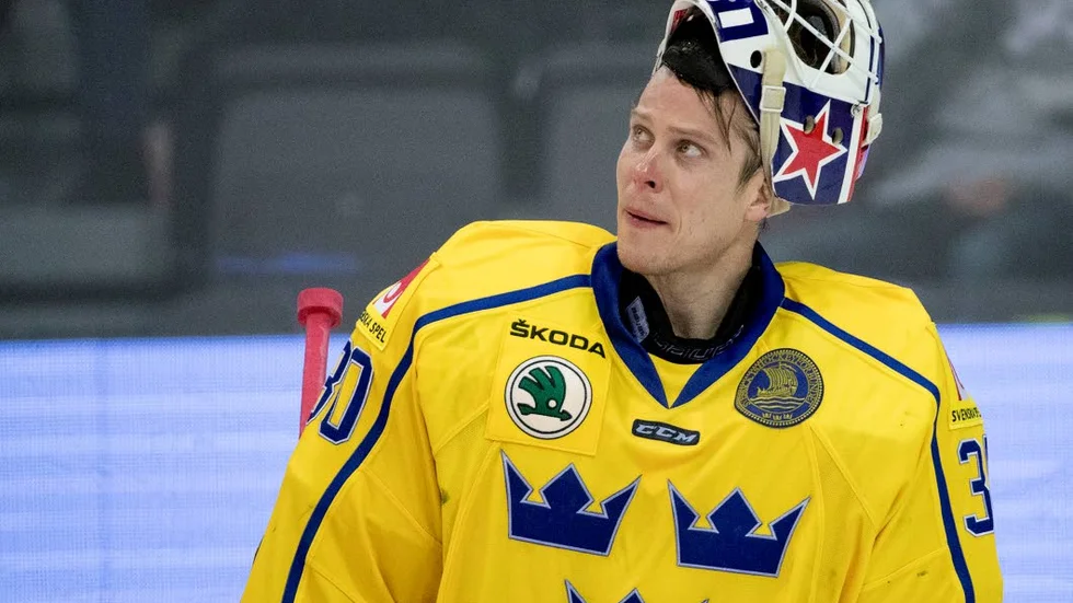 GÖTEBORG  20170209  
Sveriges målvakt Viktor Fasth under ishockeymatchen i Sweden Hockey Games mellan Tjeckien och Sverige i Scandinavium i Göteborg. 
Foto: Adam Ihse / TT / Kod 9200