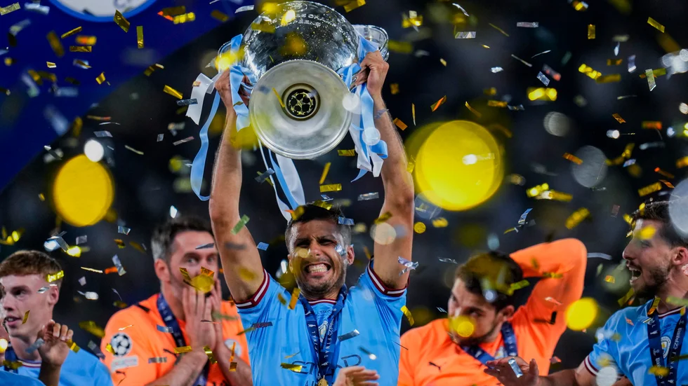 Det är inte bara titlarna i Premier League, FA-cupen och Champions League som Manchester City kan fira. Arkivbild.