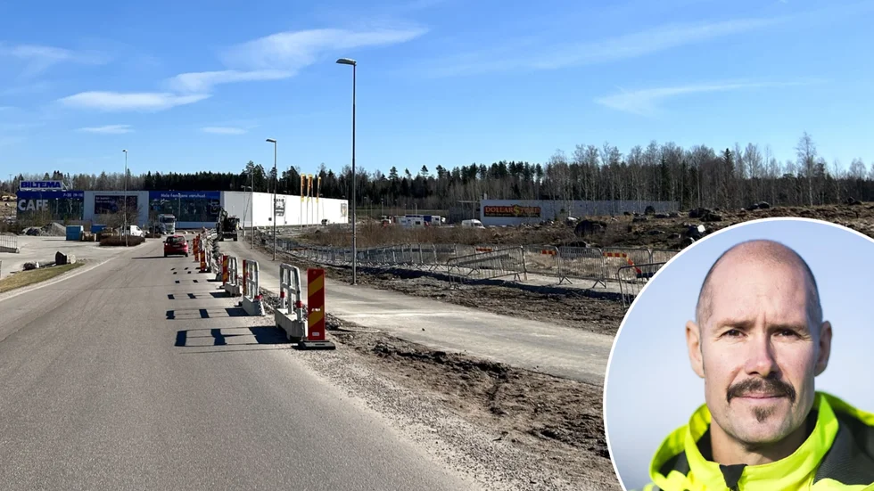 Vägarbetet på Uppsalavägen kommer att pågå i ytterligare någon månad. På bild ses också Niclas Sandberg. 