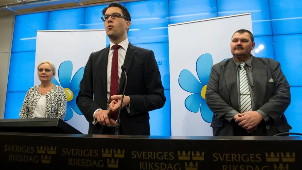 Jimmie Åkesson lanserade Kristina Winberg och Peter Lundgren som SD:s toppnamn inför Europvalet 2014.