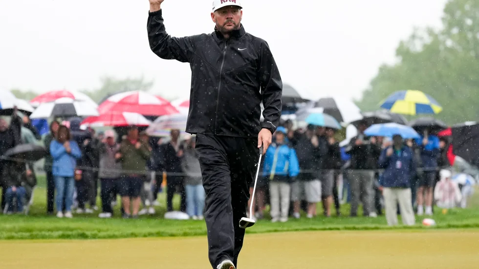 46-årige golftränaren Michael Block gör succé på PGA-mästerskapen.