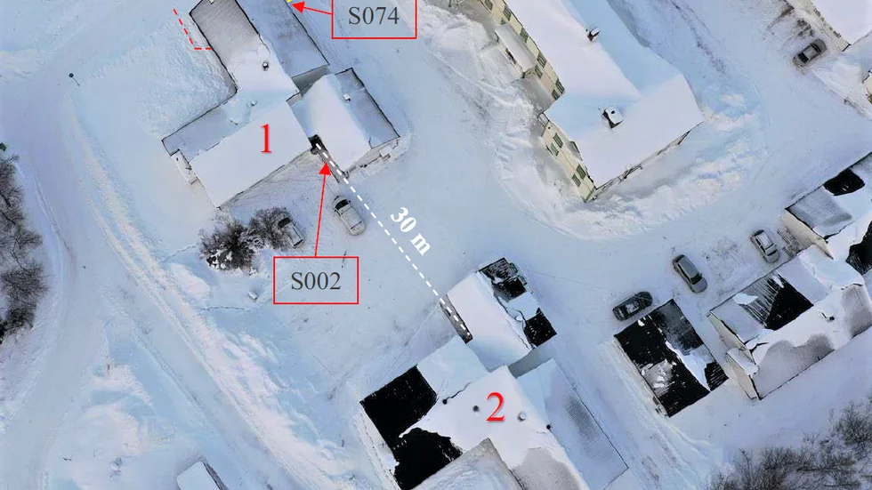 En översiktsbild tagen av polisen efter knivdådet på vandrarhemmet Rallarrosen i januari.