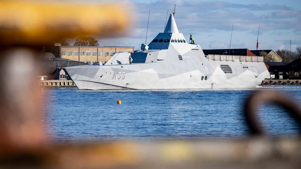 Den svenska korvetten HMS Karlstad följde en nybyggd rysk ubåt på internationellt vatten i oktober. Arkivbild.