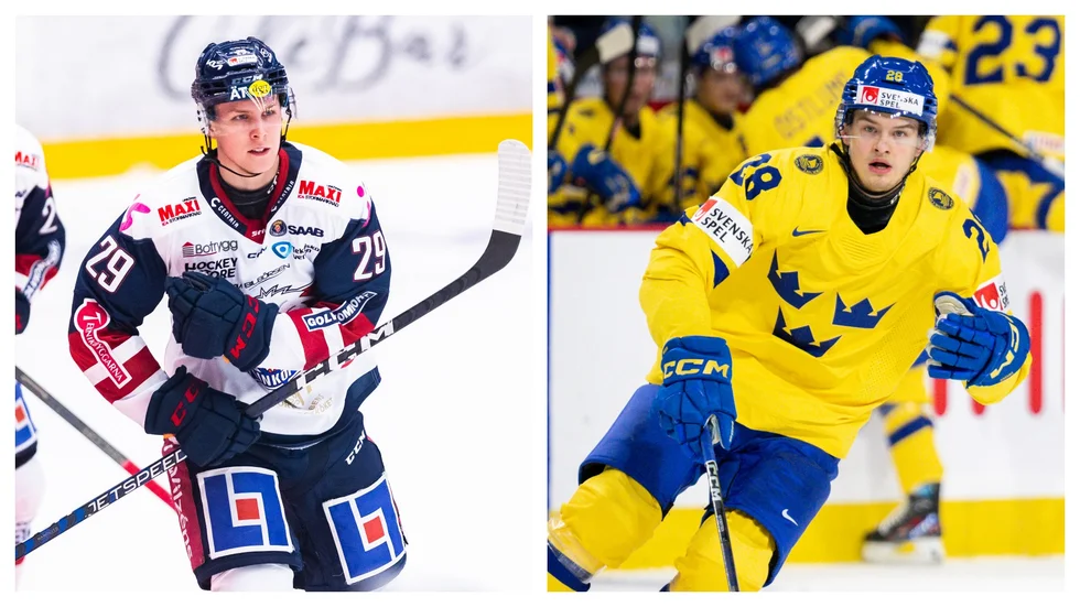 LHC-forwarden Georg Weigelt (till vänster) kommer tillbaka till VIta Hästen på ett tillsvidare-lån. Det är också klart att onsdagens motståndare värvar Skellefteå JVM-spelare Simon Robertsson.