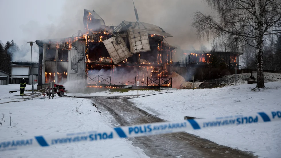 Huvudbyggnaden vid Säfsen totalförstördes i branden den 2 januari.