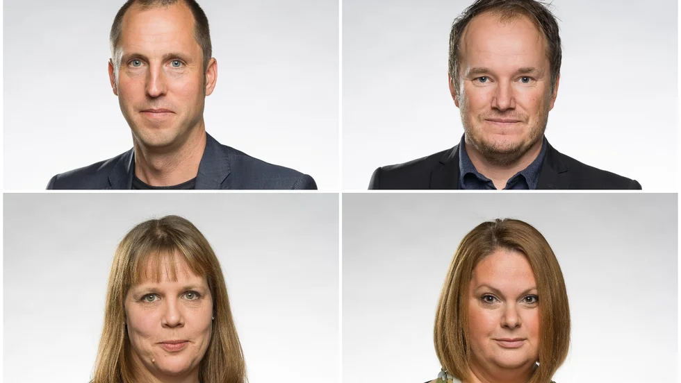 Erik Pelling (S), Tobias Smedberg (V), Linda Eskilsson (MP) och Eva Christiernin (S) presenterar det rödgröna styrets prioriteringar för mandatperioden.