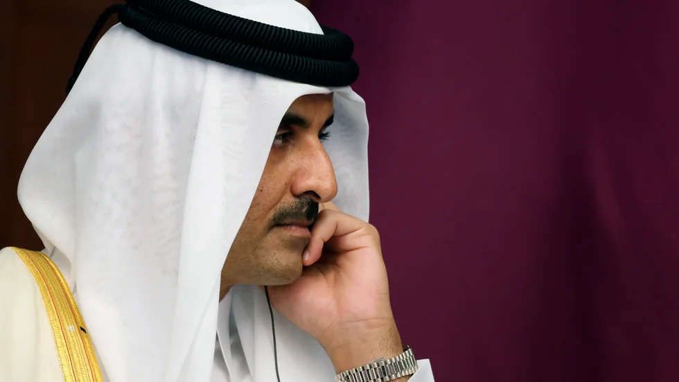 Qatars statsöverhuvud, emiren Tamim bin Hamad Al Thani, anser att hans land utsatts för en smutskastningskampanj inför VM. Arkivbild.