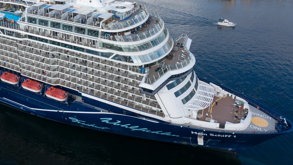 Det 293 meter långa tyska kryssningsfartyget Mein Schiff var en av besökarna i Göteborgs hamn under 2022. Arkivbild.