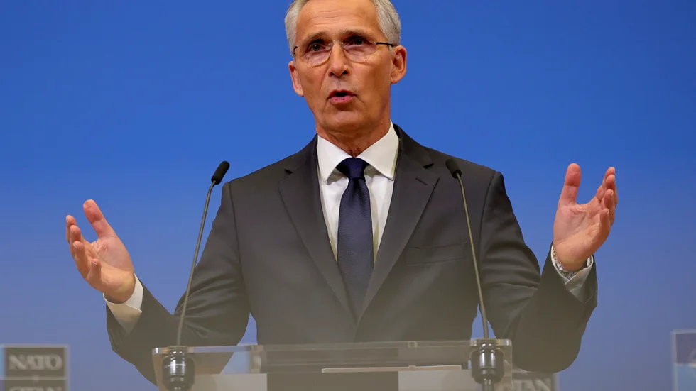 Natos generalsekreterare Jens Stoltenberg på onsdagens pressträff.