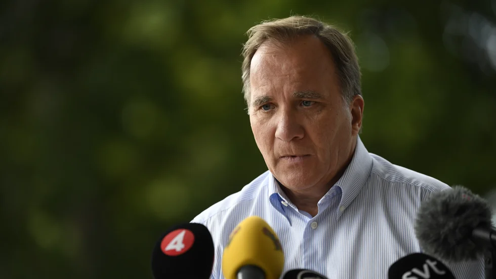 Statsminister Stefan Löfven (S) häromdagen efter sommartalet på Bommersvik utanför Södertälje.