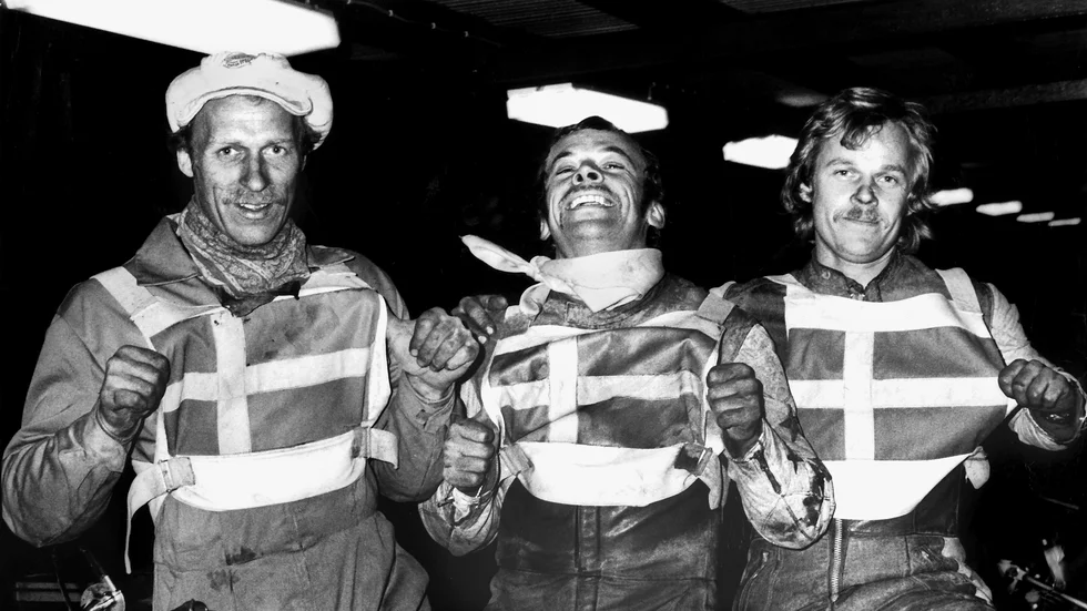 1978. Ragnar Holm, Sölve Larsson och Käll Hage i Filbyternas speedway-lag som detta år vann division 2.