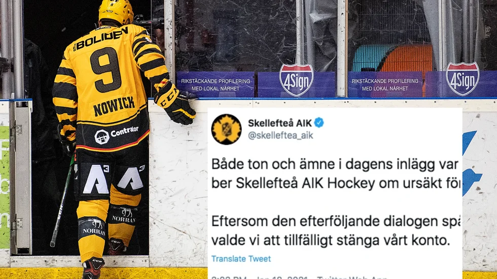 Skellefteå AIK ber om ursäkt för det inträffade, både skriftligt på twitter och muntligt.