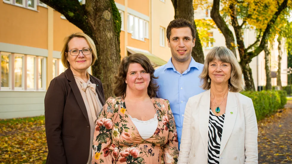 Den politiska ledningen i regionen består av Koalition Östergötland, från vänster: Kerstin Sjöberg (C), Kaisa Karro (S), Alexander Höglund (L) och Agneta Niklasson (MP). 