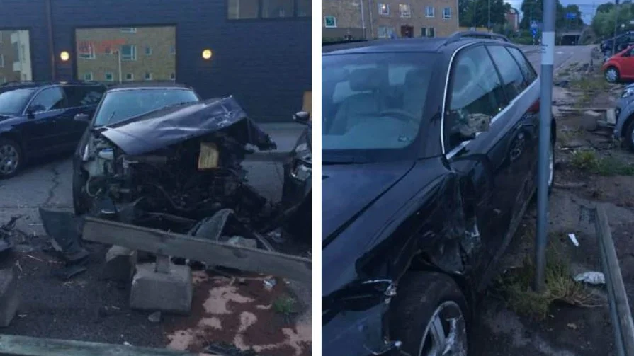 Den 41-årige mannen hade 2,61 promille alkohol i blodet när han körde in i sju bilar på Kungsvägen. (Bilderna är hämtade ur förundersökningen.) 