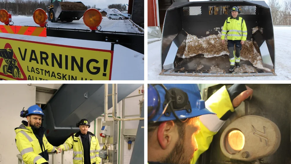 Tekniska verkens fjärrvärmeanläggning går för högtryck i kylan. Just nu går det åt en åtta kubikmeter stor skopa flis i timmen för att Fredrik och Jörgen Strömberg ska hålla åtvidabergarna varma. 