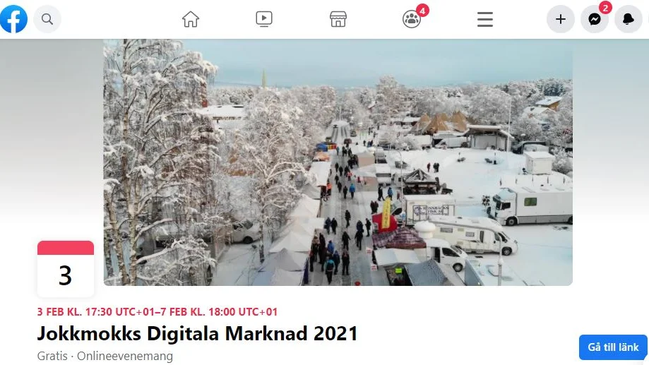 Jokkmokks marknads digitala evenemang på Facebook.