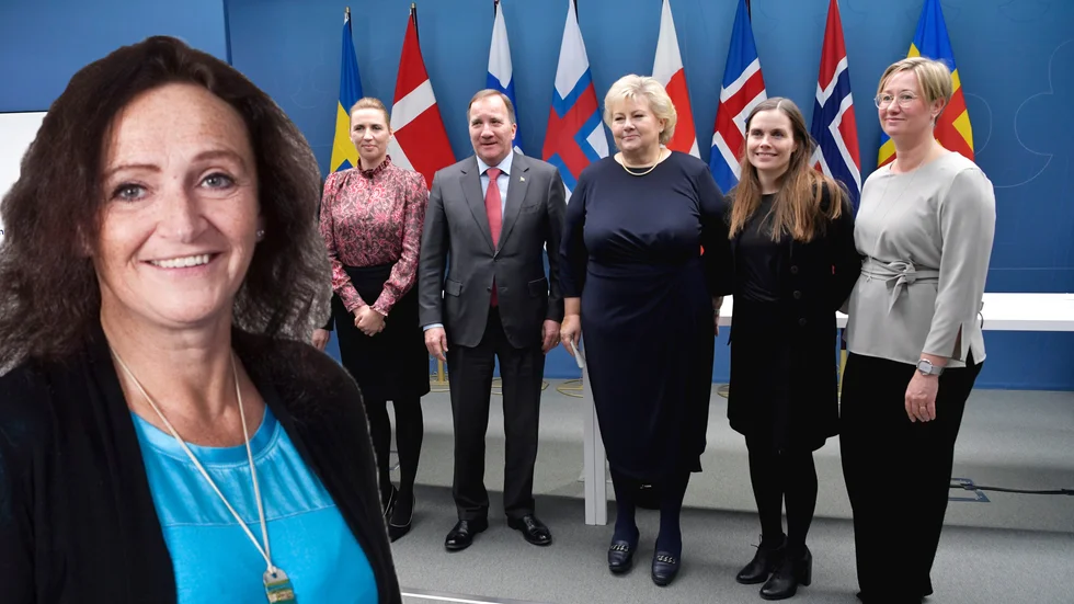 På Nordiska rådets möte syns Danmarks statsminister Mette Frederiksen, Sveriges statsminister Stefan Löfven, Norges statsminister Erna Solberg, Islands statsminister Katrín Jakobsdóttir och Ålands vice lantråd Camilla Gunnell.

