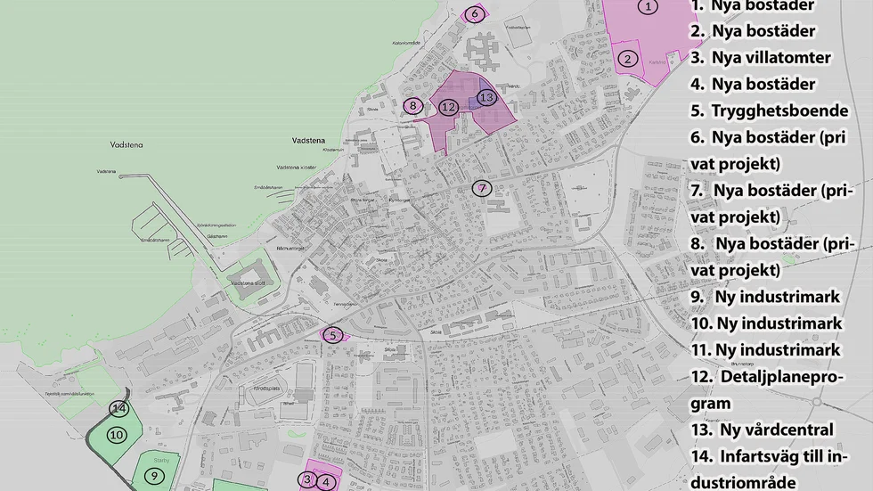 Pågående och planerade byggprojekt i Vadstena kommun.
