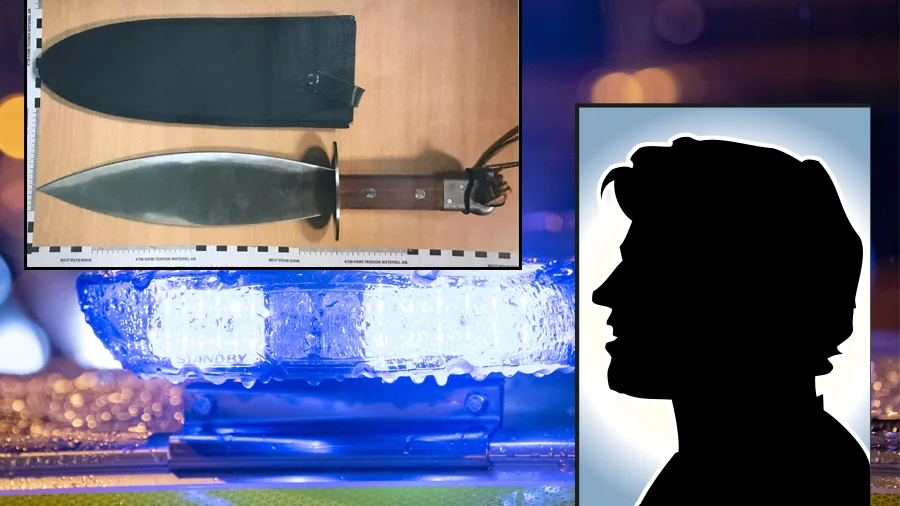 Här är kniven som mannen använde för att hota två personer på öppen gata i Boden i september. Nu har han dömts till fängelse.