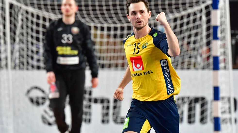 Hampus Wanne jublar efter ett av många VM-mål.
