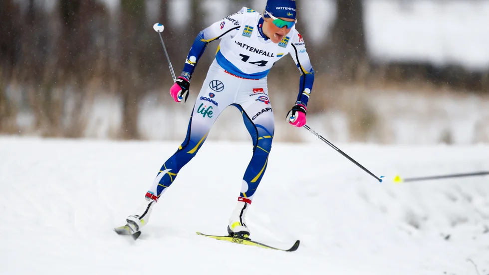 Frida Karlsson, Sollefteå SK, under landslagets internlopp på torsdagen.
