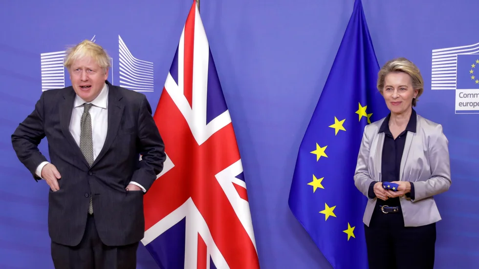 Storbritanniens premiärminister Boris Johnson och EU-kommissionens ordförande Ursula von der Leyen. Arkivbild