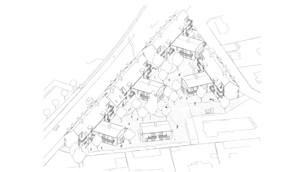 En tidig skiss från entreprenörerna i projektet, i samarbete med en arkitektfirma.