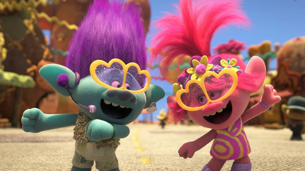 "Trolls 2: Världsturnén" går in på biotoppens förstaplats. Pressbild.