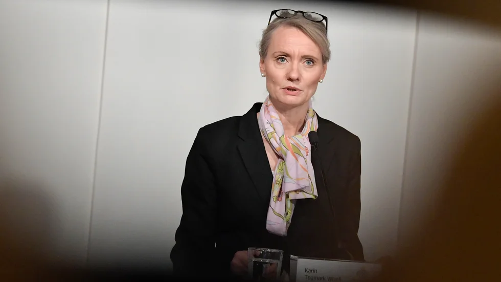Karin Tegmark Wisell, avdelningschef, Folkhälsomyndigheten under torsdagens myndighetsgemensamma pressträff om läget när det gäller covid-19.