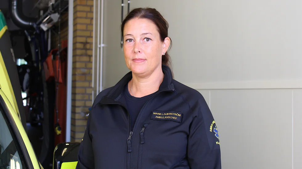 Maria Lagerström är chef för ambulansen i Västerviks kommun, som omfattar de båda stationerna Västervik och Gamleby.