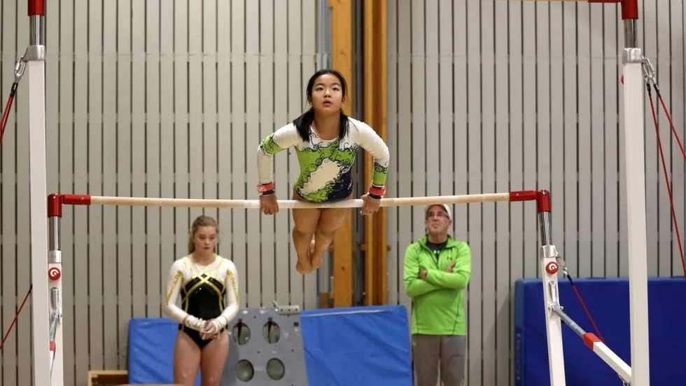 Gymnastikträning på Gotland, under besvärliga och trängda former.