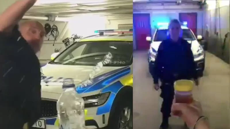 Polisen i Eskilstuna utmanade polisen i Katrineholm i den trendande utmaningen Bottle cap challenge.