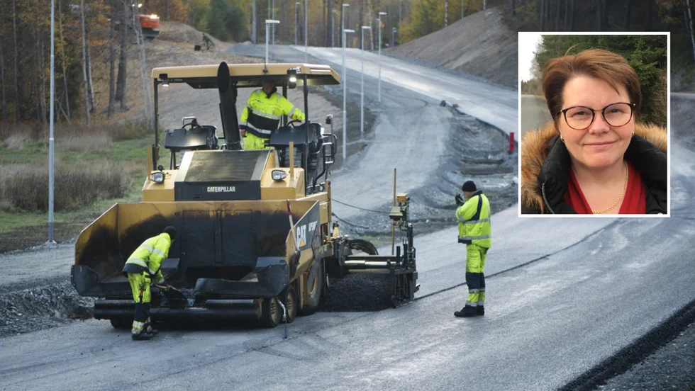 Pengarna räcker inte till alla beläggningsarbeten som Trafikverket hade planerat att genomföra under året. På bild syns också Maria Dryselius. 