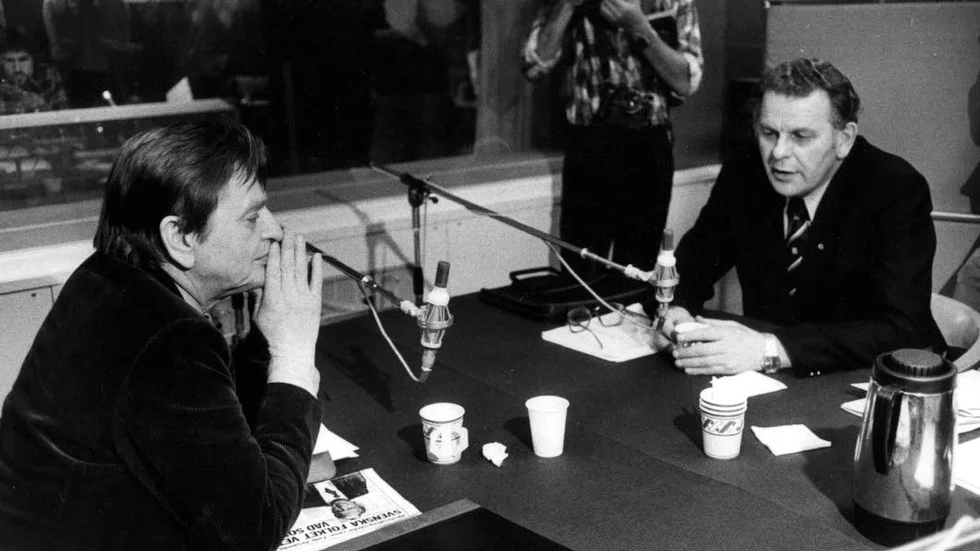 Thorbjörn Fälldin. Under en radiodebatt med Olof Palme.