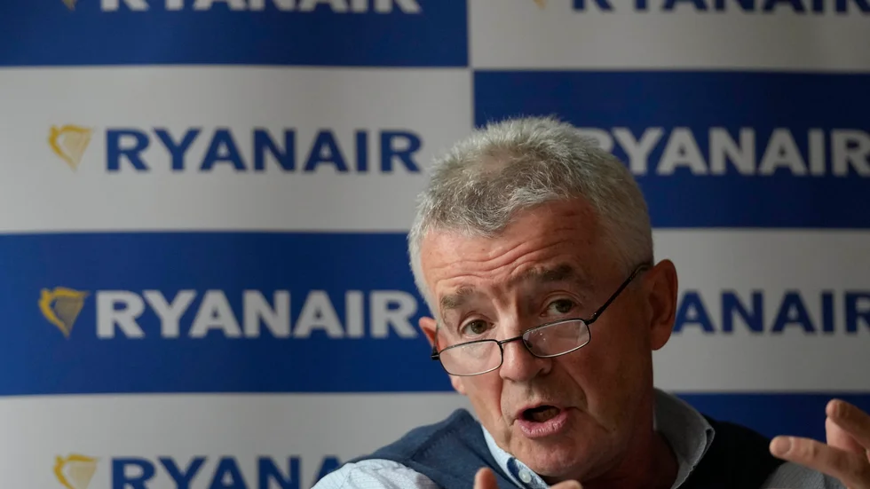 Vd:n Michael O'Leary i samband med dagens presskonferens.