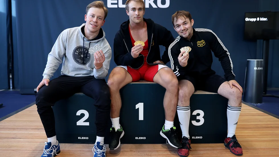 Medaljörerna i SM i Halmstad. Samuel Lundberg från Skellefteå tog silver. Vann gjorde David Börjesson och brons tog Felix Henriksson.