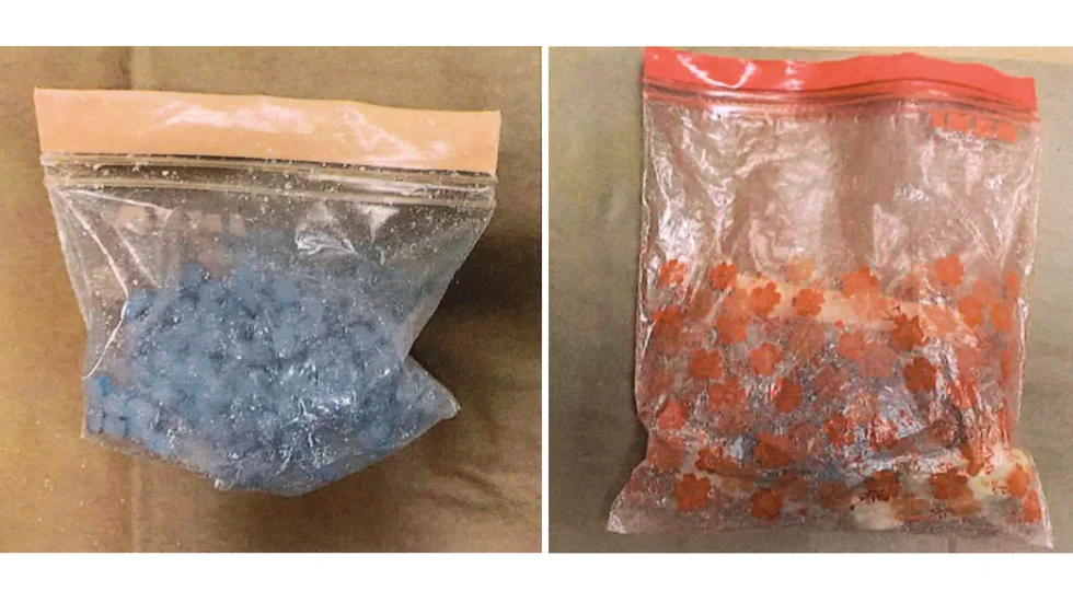 Under polisens riktade insats hittade bland annat blåfärgade, handgranatfärgade MDMA-tabletter.