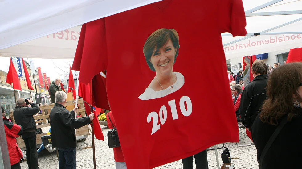 Mona Sahlin (S) var 2010 den första kvinnan som tydligt kandiderade till statsminister i Sverige. Bilden är tagen i Visby 1 maj 2010.