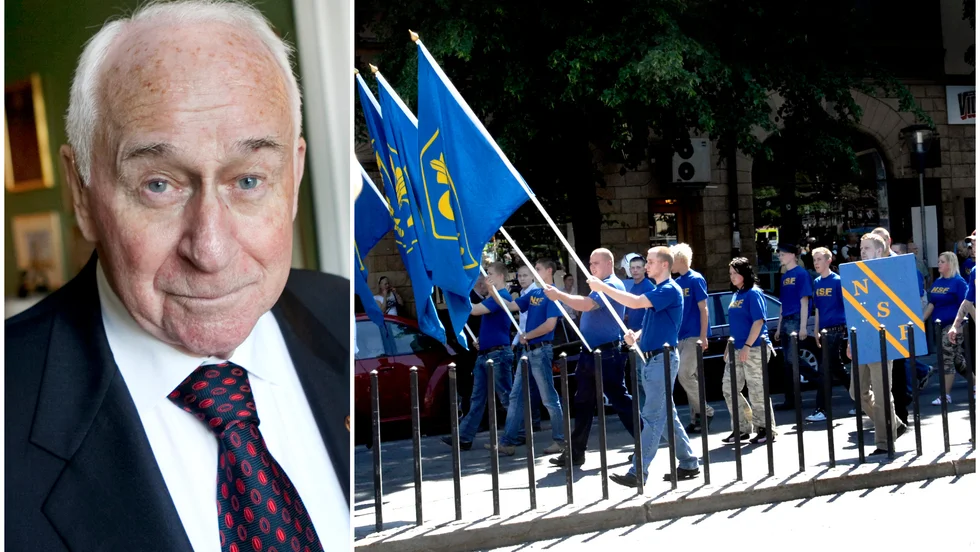 Peter Nobel är kritisk till att Sverige inte agerar kraftfullare mot rasistiska organisationer. På bilden Nationalsocialistisk front som marscherar på nationaldagen.