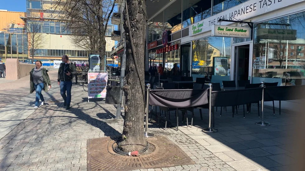 Uteserveringar på torget i Skellefteå.