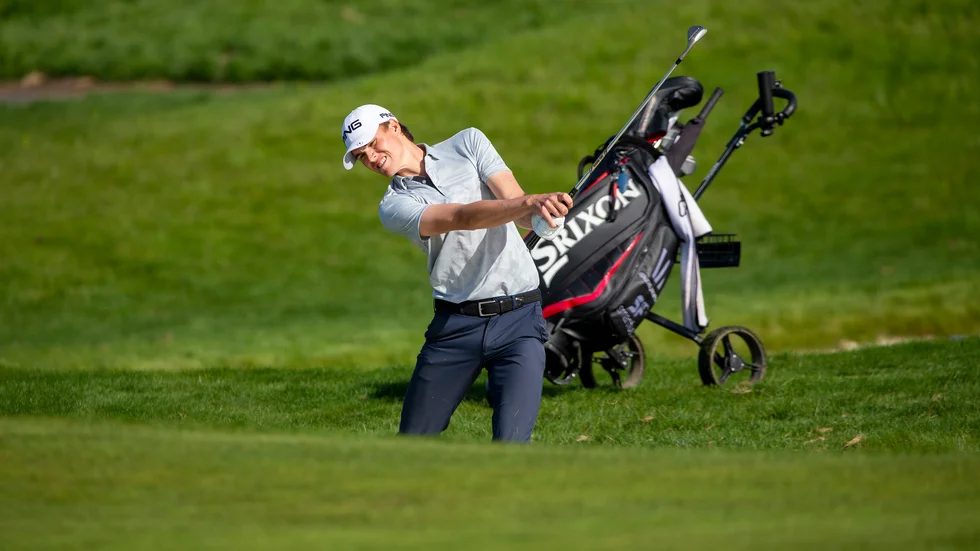 Jesper Sandborg, Landeryds GK, spelade bra även andra dagen av Challengetourtävlingen på Öster by Stenson.