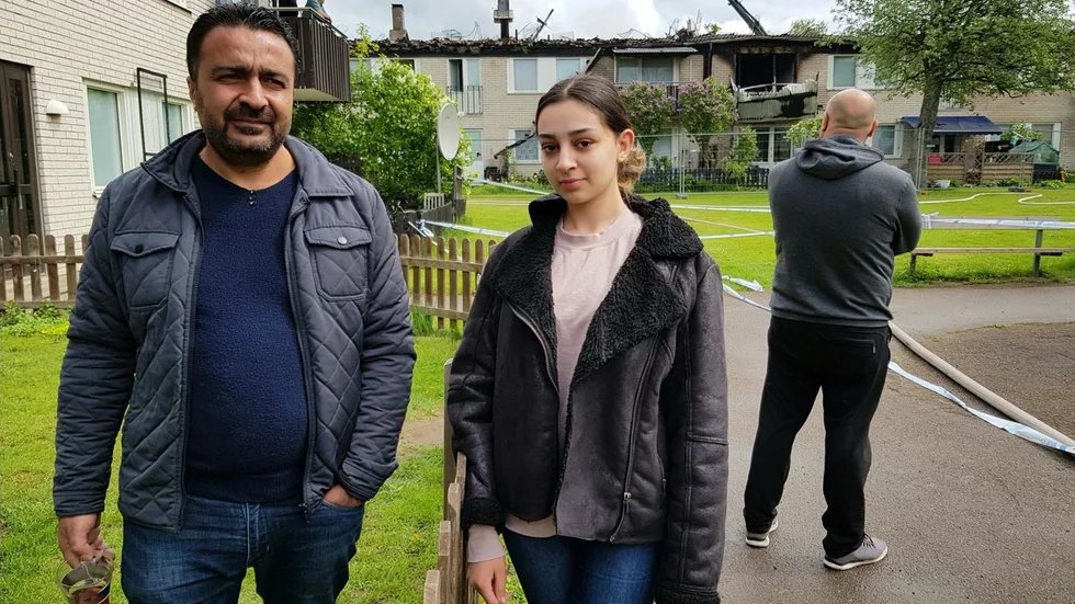 Molham Haj Ahmad och Sara Salam, grannar till det drabbade huset.