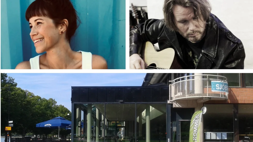 Sofia Gustavsson och Jocke Svensson är två av de fem musikakter som framträder i fredagens konsert på Restaurang Sjöbris i Motala Folkets Hus. Bilden är ett montage. Sjöbris-bilden är en arkivbild.